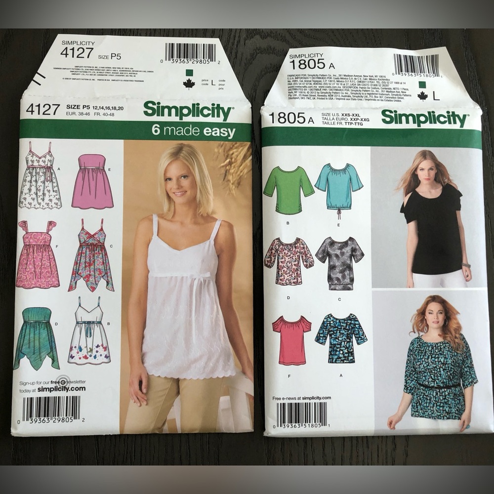 Simplicity 4127 and 1805A Sewing Patterns